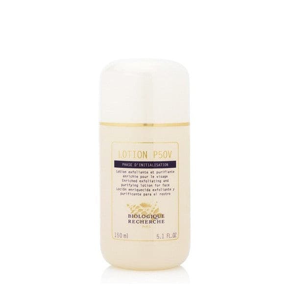 Lotion P50V de Biologique Recherche, tónico exfoliante suave que equilibra la piel, afina la textura y mejora la luminosidad en pieles desvitalizadas o con signos de envejecimiento.