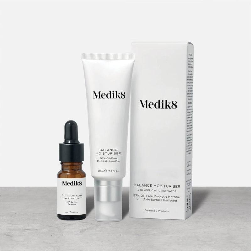 Medik8 Balance Moisturiser with Glycolic Acid Activator 10ml 50ml