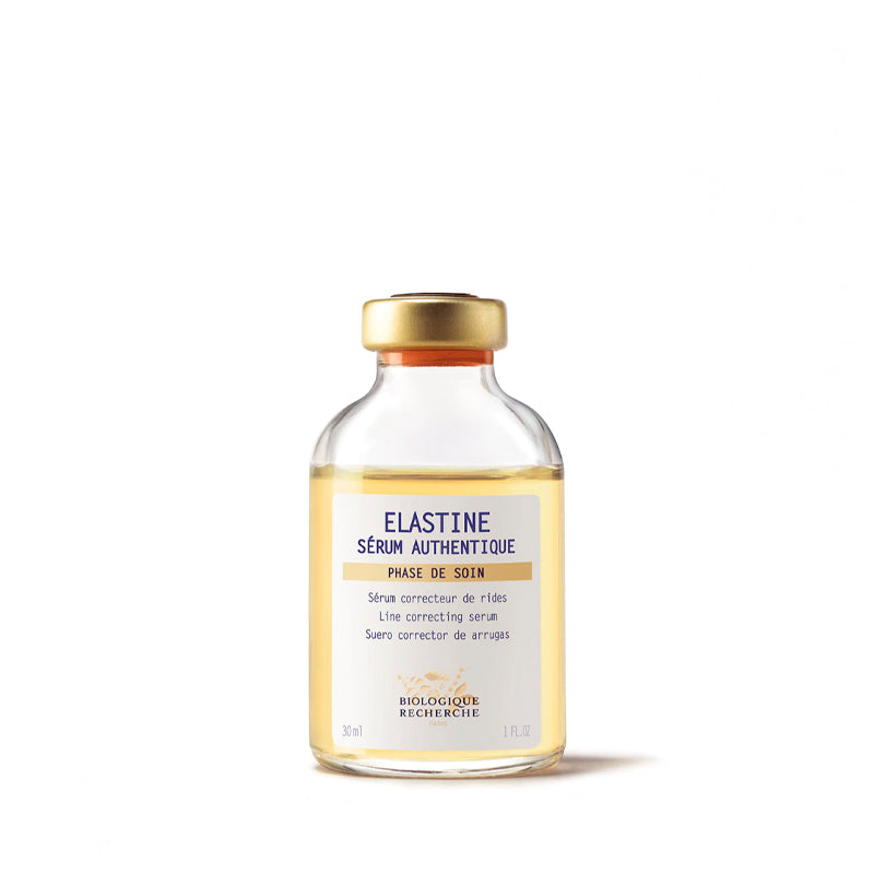 Serum elastine 30ml de Biologique Recherche en frasco de vidreo reafirmante. Formulado para suavizar líneas de expresión y mejorar la elasticidad cutánea