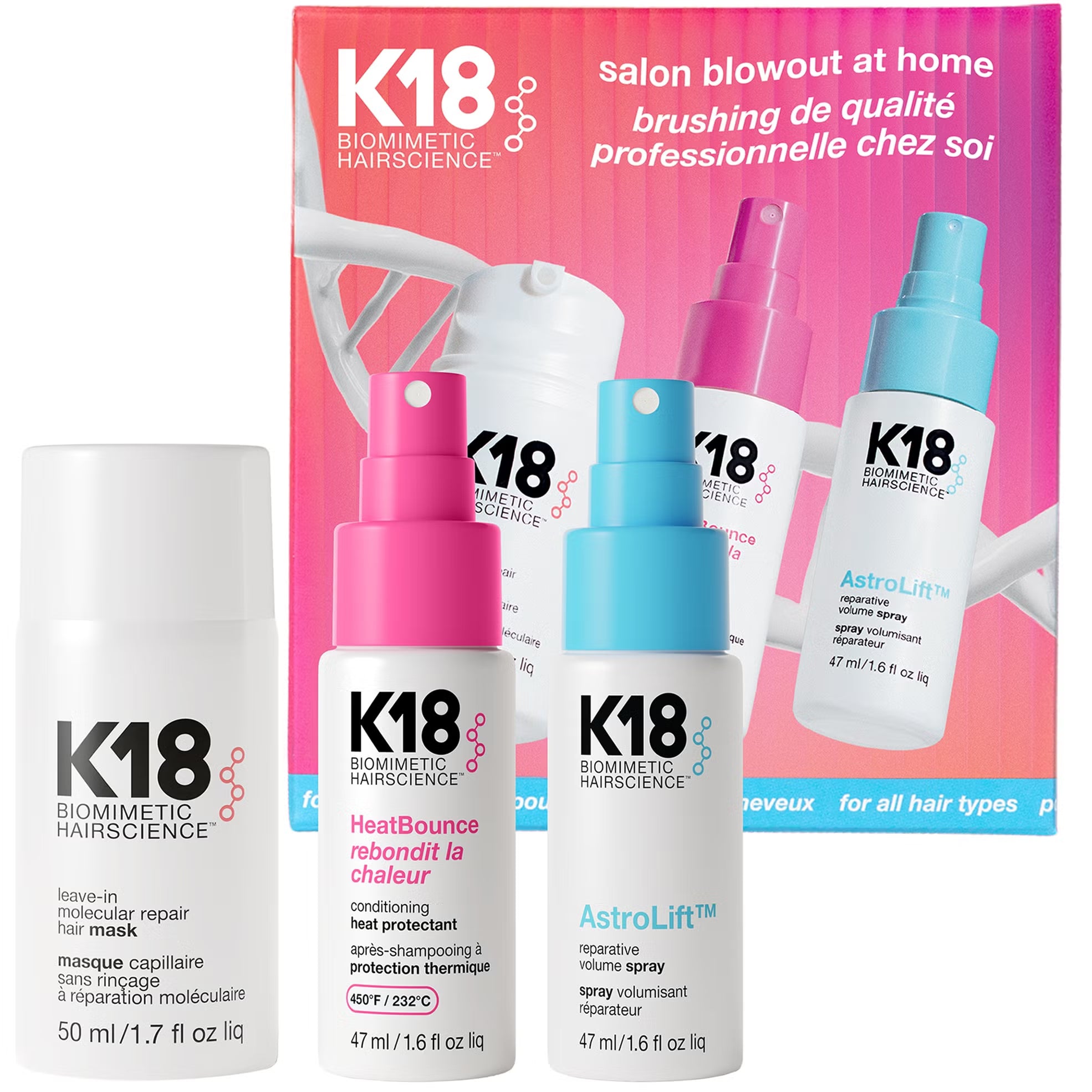 Pack K18 Salon Blowout At Home | Reparación y Volumen Capilar