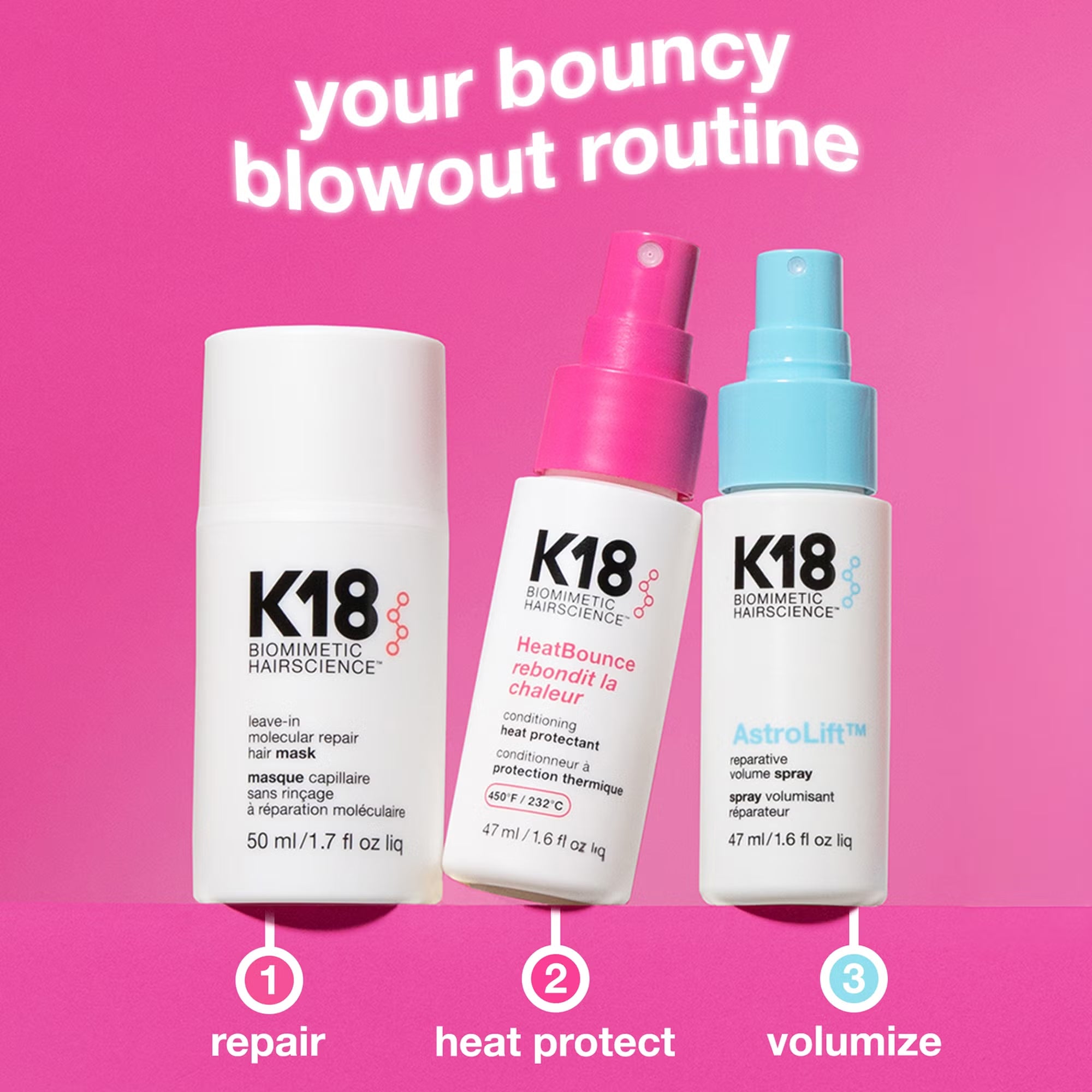 Pack K18 Salon Blowout At Home | Reparación y Volumen Capilar