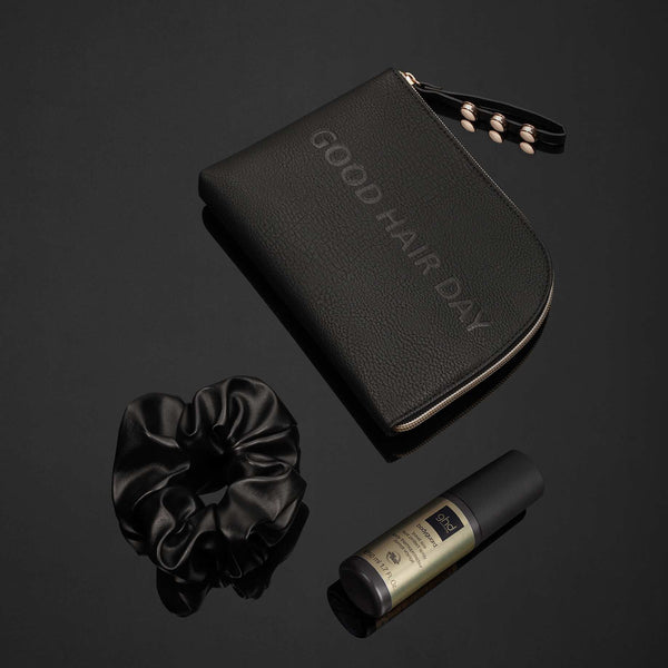 Ghd set neceser con Bodyguard 50 ml formato viaje y Scrunchie de cuero