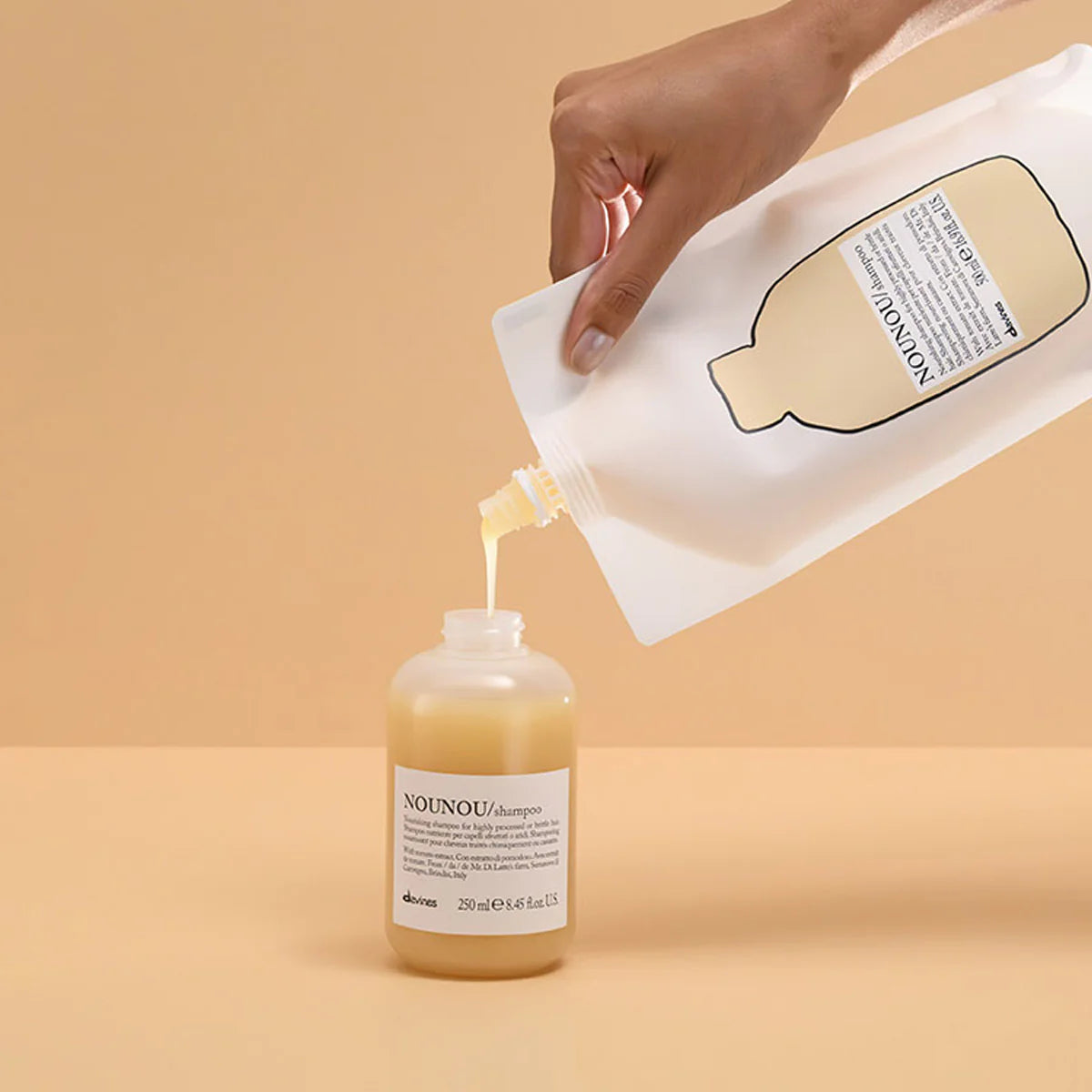 Nounou Refill 500ml + Recarga 250ml Champú nutritivo para cabello muy procesado o quebradizo