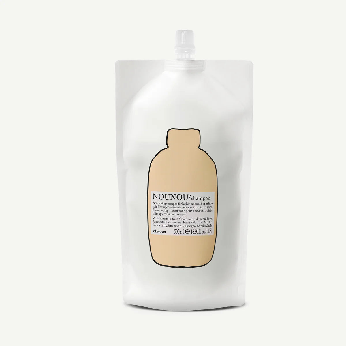 Nounou Refill champú 500ml nutritivo para cabello muy procesado o quebradizo