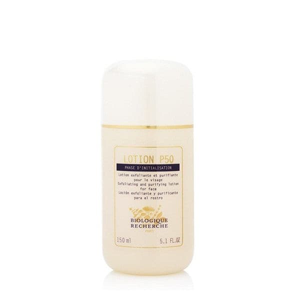 frasco Tónico exfoliante Biologique Recherche Lotion P50 sobre fondo blanco