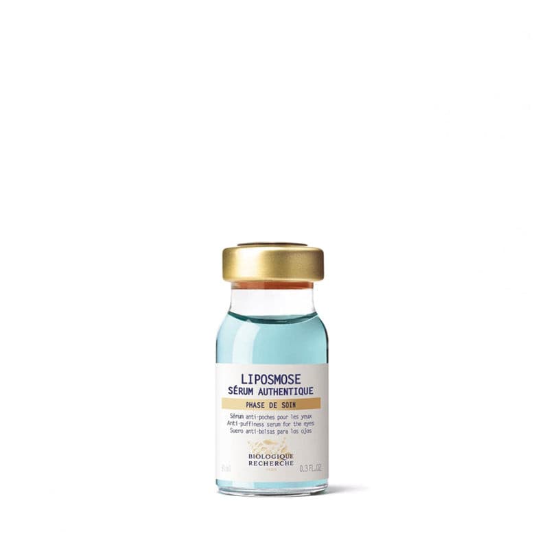 botella transparente Serum liposmose 8 ml Biologique Recherche sobre fondo claro