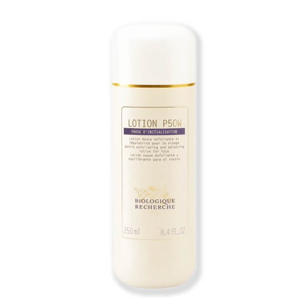 frasco blancoBiologique Recherche Lotion P50W - Tónico Exfoliante sobre fondo claro